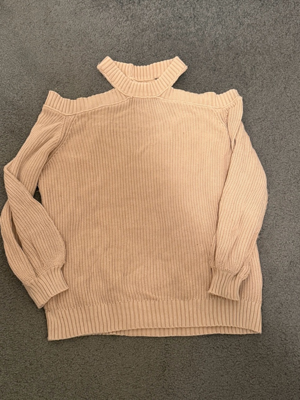 Vici Blush Cold-Shoulder Mock Neck Sweater